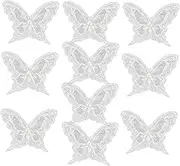 10pcs Lace Embroidered Butterfly Appliques for Wedding Dress Decor Elegant Sewing Patch with Pearl Accents Versatile DIY Craft Embellishments for Clothes Bags and More