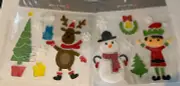 NEW Set Of 2 Winter Christmas Tree Elf Reindeer Snowflakes window Gel Clings