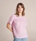 Target Womens Casual European Linen Frill Sleeve Top Mauve Size 6 BNWT