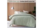 [Vintage Design Homewares] Vintage Design Reflections Sage Cotton Quilt Cover Set King