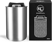 KC Kitchen & Co. Airtight Coffee Canister for 1 kg Coffee Beans - Stainless Steel Storage Jar with Vacuum Lid & Aroma Seal - Storage Jar for Coffee, Tea, Sugar, Cereal Silver (2800 ml)