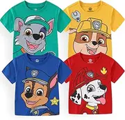 [Nickelodeon] Paw Patrol Boys 4 Pack Graphic T-Shirts for Toddlers and Big Kids