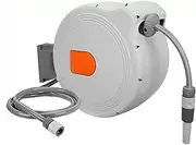 Automatic Retractable Garden Hose Reel Heavy Duty Water Pipe Storage Rack for Garden Watering 1/2 Inch x 100 ft Any Length Lock Slow Return System Wall Mounted 180 Deg Swivel Ideal for Car W