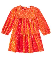 [Stella McCartney Kids] Stella McCartney Kids Printed cotton velvet dress Y 4 red