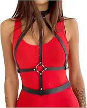 [CAMIXGQN] Leather Harness Women Chest Garter Belts Harajuku Underwear Body Bra To Waist Suspenders