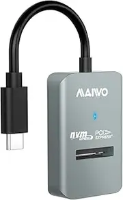MAIWO M.2 NVMe PCIe M-Key SSD to USB Adapter, JMS583 Chip, Up to 10Gbps Support UASP Trim, 4TB Capacity, Tool Free, External Solid State Drive Enclosure Converter for 2230/2242/2260/2280/22110