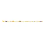 Amethyst, Citrine, Smokey Quartz, Peridot, Swiss Blue Topaz & Diamond Bracelet in 9ct Yellow Gold
