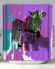 Art Painted Animals Zebras over Purple Shower Curtain