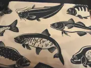 NWT 2 pc~Pillow Case SET~Cabin white Navy Blue FISH wilderness fishing Mossy Oak