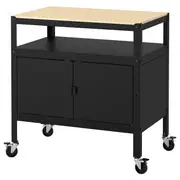 BROR trolley with closed storage, black/wood