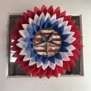 Patriotic 4th of July Deco Mesh Front Door Wreath Home Decoration 20 Inch