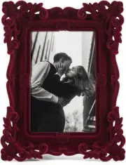 Vintage 4x6 Frame with Stand for Shelf End Table Decor, 4x6", Wine Red