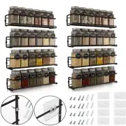 8 Packs Kitchen Spice Rack Organizer Storage Shelf Cabinet Jar Holder Wall Mount