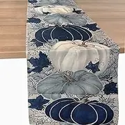 Fall Pumpkins Table Runner for Thanksgiving, Autumn Maple Table Decoration Runner 72 inch for Kitchen Dining Home Party Decorations (1pcs)