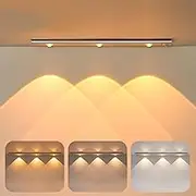 Motion Sensor Light with 3 Color Dimmable, 40CM Motion Sensor Closet Lights, FISHOAKY LED Changing Night Light, USB Under Cabinet Lighting for Kitchen,Closets,Bedroom,Wardrobe (Silver)