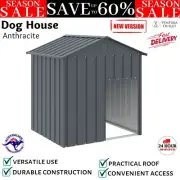 Outdoor Large Steel Pet Dog Puppy Animal Kennel Shelter House Shed - Anthracite