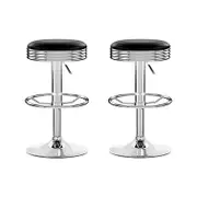 Artiss Set of 2 Backless PU Leather Bar Stools - Black and Chrome