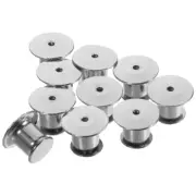 10 Pcs Locking Pin Backings Badge Keepers White Nickel Cradle Office Backs
