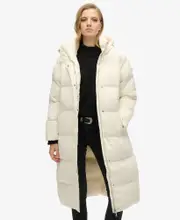 Hooded Longline Puffer Coat | Off White