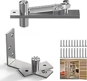 Pivot Hinge, Heavy Duty Pivot Door Hardware for Hidden Door Bookcase Hidden Door Hinge for Wood Secret Door 180 Degree Rotation Stainless Steel Invisible Pivot Hinge System - L Shape
