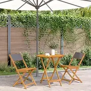 3 Piece Bistro Set Anthracite Fabric and Solid Wood Patio Bar Sets