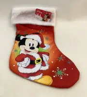 Disney Mickey Mouse Christmas Stocking With White Plush Cuff Ruz NWT