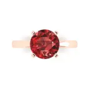 3Ct Round Cut Natural Garnet VVS1 Solid Gold Solitaire Engagement Promise Ring