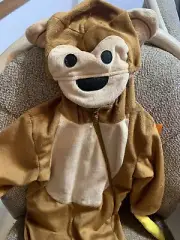 Soft Plush Monkey Costume Hooded Jumpsuit w Tail Infant Toddler 12-24 months New