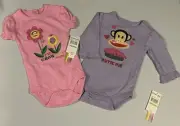 Small Paul Frank Julius Monkey Purple Pink Cutie Pie Bodysuit LOT Baby Girl 3-6M