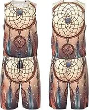 [ALLiYa] Native American Dream Catcher Basketball Jerseys Outfit Tank Top Track Shorts Sets Football Volleyball Team Uniform