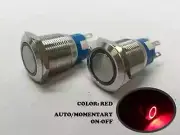 2 of Marine Boat SS 304 Red LED Flush Light AUTO ON-OFF Push Switch Ring Button