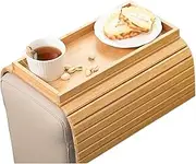Sofa Arm Tray, Couch Tray Table, Flexible Sofa Holder, Natural Wood Construction Flexible and Foldable Multi Functional Use Easy to Clean for Snacks, Phone, Cups