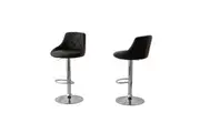 Hacienda 2 Diamond Style Padded Leather Barstools (Black) w/ Adjustable Height