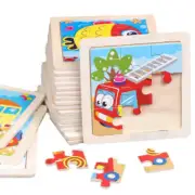 11X11CM Kids Wooden Puzzle Cartoon Animal Traffic Tangram Wood Puzzle Toys Educa