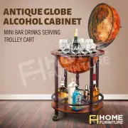 Antique Globe Alcohol Serving Trolley Cart Mini Bar Wine Cabinet Drinks Storage