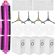 15 Pcs Replacement Accessory Kit for Eureka J12 Ultra/Midea V12 Vacuum Cleaner, 1 Roller Brush, 4 Side Brush, 2 Filters, 4 Mop Pads, 4 Dust Bags