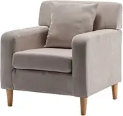 Accent Chair Soft Linen Upholstery Lounge Armchair w/Cushion Single Seater Sofa