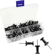 Black Push Pins Set, Thumb Tacks Map Pins, Steel Point and Dark Plastic Head Pushpins Black Thumbtacks for Cork Board Bulletin Boards (Black-100pcs)