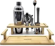 10-Piece Bartender Kit | Complete Bar Tool Set with Stylish Multi-purpose Bamboo Stand | Home Bartending Kit and Martini Cocktail Shaker Set For an Awesome Mixing Experience | Perfect Gift