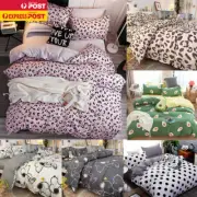 Animal Print Leopard Checked Quilt Cover Sheet Pillowcase Bedding Set AU Stock