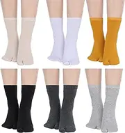 [Bencailor] 6 Pairs Tabi Socks Elastic Split Two Toe Tabi Flip Flops Socks Ankle Cotton Sandal Socks for Men Women Unisex