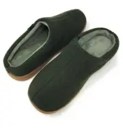 Men's Slippers Wool Cozy Fuzzy Fluffy Indoor Anti-Skid House Shoes 11-12 (Olive)