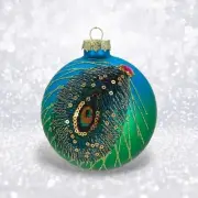 PRE-ORDER Teal Peacock Feather Ornament Christmas Decor *SHIPS 8/2025* NEW 2025