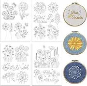 peacoblue Water Soluble Embroidery Patterns for Beginners 4 Sheets Dandelion Flower with 20pcs Patterns, Wash Away Stick and Stitch Dissolvable Embroidery Paper for Hand Sewing Lovers Adult