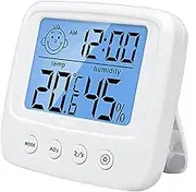 Labymos Indoor Thermometer,Digital Hygrometer,Room Thermometer With Air Comfort Icon, High-Precision Temperature And Humidity Monitor With Backlight Are Applicable To Families Offices Baby Rooms White