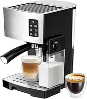 Automatic Coffee Machine with Milk Frother, Barista Pump High-pressure Espresso, Electric Coffee Machine, 19 Bar 1.4L, Suitable for Instant Coffee, Espresso, Macchiato, Etc.