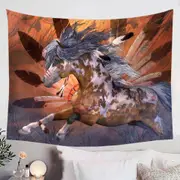 Native American Art White Spots Brown Pinto Horse Tapestry