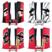 NHL CALGARY FLAMES VINYL STICKER SKIN DECAL FOR SONY PS5 PRO DISC EDITION BUNDLE