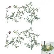 2pcs Artificial Olive Green Leaf Garland LED Vine String Lights with Timer for Wedding Party Christmas Decoration-Style 2:Olive leaf