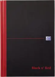 Oxford Black n' Red Single Cash Ruled Casebound A5 Notebook, 192 Pages